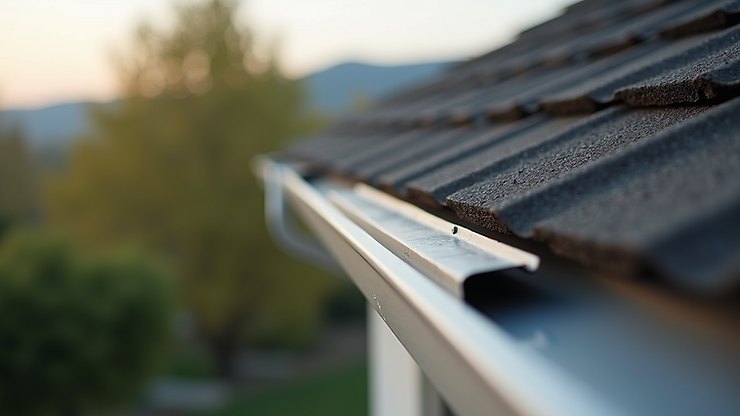 Close-up view of gutter guard installed on a residential roof
